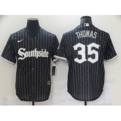 Men Chicago White Sox 35 Frank Thomas Black 2021 City Connect Stitched MLB Cool Base Nike Jersey