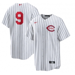 Men Cincinnati Reds 9 Mike Moustakas 2022 White Field Of Dreams Stitched Baseball Jersey