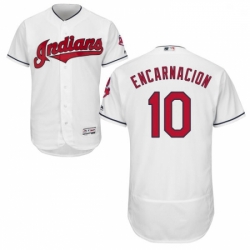 Mens Majestic Cleveland Indians 10 Edwin Encarnacion White Flexbase Authentic Collection MLB Jersey