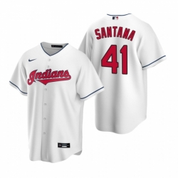 Mens Nike Cleveland Indians 41 Carlos Santana White Home Stitched Baseball Jerse