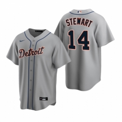 Mens Nike Detroit Tigers 14 Christin Stewart Gray Road Stitched Baseball Jersey