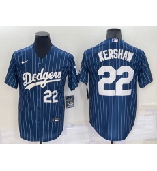 Men Los Angeles Dodgers 22 Clayton Kershaw Navy Cool Base Stitched Baseball Jersey