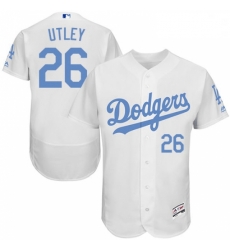 Mens Majestic Los Angeles Dodgers 26 Chase Utley Authentic White 2016 Fathers Day Fashion Flex Base Jersey 