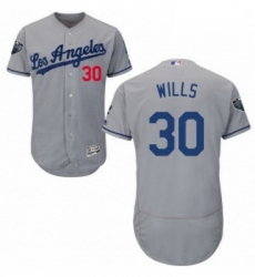 Mens Majestic Los Angeles Dodgers 30 Maury Wills Grey Road Flex Base Authentic Collection 2018 World Series Jersey