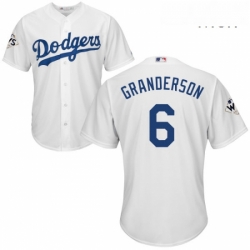 Mens Majestic Los Angeles Dodgers 6 Curtis Granderson Replica White Home 2017 World Series Bound Cool Base MLB Jersey 