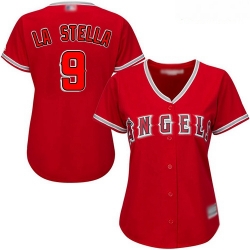 Angels #9 Tommy La Stella Red Alternate Women Stitched Baseball Jersey