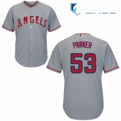 Youth Majestic Los Angeles Angels of Anaheim 53 Blake Parker Replica Grey Road Cool Base MLB Jersey 