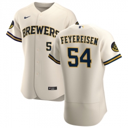 Men Milwaukee Brewers 54 J P  Feyereisen Men Nike Cream Home 2020 Flex Base Player MLB Jersey
