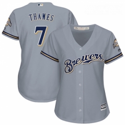 Womens Majestic Milwaukee Brewers 7 Eric Thames Authentic Grey Road Cool Base MLB Jersey