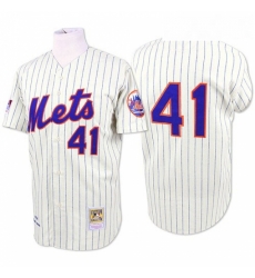 Mens Mitchell and Ness New York Mets 41 Tom Seaver Authentic WhiteBlue Strip Throwback MLB Jersey