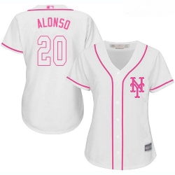 Mets #20 Pete Alonso White Pink Fashion Women Stitched Baseball Jersey
