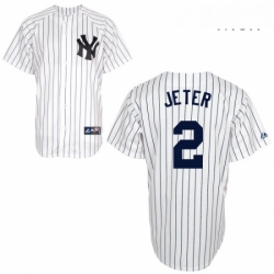 Mens Majestic New York Yankees 2 Derek Jeter Authentic White Name On Back MLB Jersey