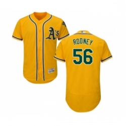 Mens Oakland Athletics 56 Fernando Rodney Gold Alternate Flex Base Authentic Collection Baseball Jersey