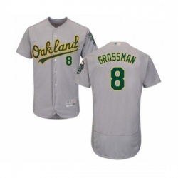 Mens Oakland Athletics 8 Robbie Grossman Grey Road Flex Base Authentic Collection Baseball Jersey