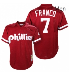 Mens Mitchell and Ness Philadelphia Phillies 7 Maikel Franco Authentic Red Throwback MLB Jersey