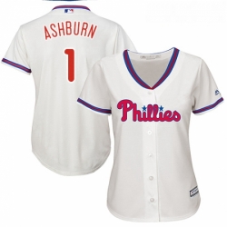Womens Majestic Philadelphia Phillies 1 Richie Ashburn Replica Cream Alternate Cool Base MLB Jersey