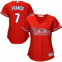 Womens Majestic Philadelphia Phillies 7 Maikel Franco Authentic Red Alternate Cool Base MLB Jersey