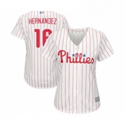 Womens Philadelphia Phillies 16 Cesar Hernandez Replica White Red Strip Home Cool Base Baseball Jersey 