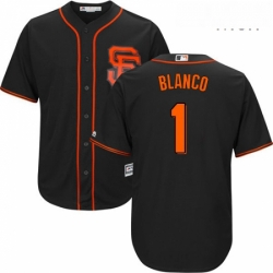 Mens Majestic San Francisco Giants 1 Gregor Blanco Replica Black Alternate Cool Base MLB Jersey 