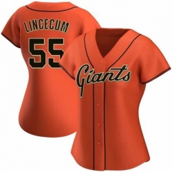 Women San Francisco Giants Tim Lincecum 55 Orange Stitched Cool Base MLB Jersey