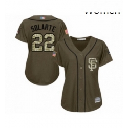 Womens San Francisco Giants 22 Yangervis Solarte Authentic Green Salute to Service Baseball Jersey 