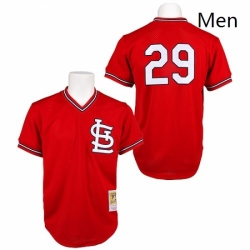Mens Mitchell and Ness St Louis Cardinals 29 Vince Coleman Replica Red Throwback MLB Jersey
