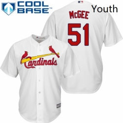 Youth Majestic St Louis Cardinals 51 Willie McGee Authentic White Home Cool Base MLB Jersey