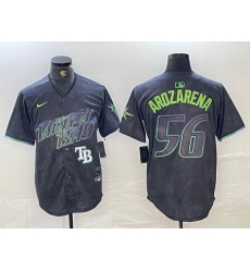 Men Tampa Bay Rays 56 Randy Arozarena Charcoal 2024 City Connect Limited Stitched Baseball Jersey 7