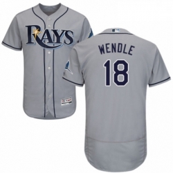 Mens Majestic Tampa Bay Rays 18 Joey Wendle Grey Road Flex Base Authentic Collection MLB Jersey
