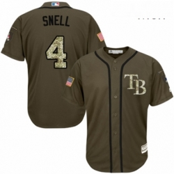 Mens Majestic Tampa Bay Rays 4 Blake Snell Authentic Green Salute to Service MLB Jersey 