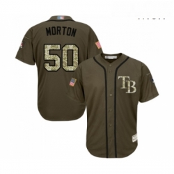 Mens Tampa Bay Rays 50 Charlie Morton Authentic Green Salute to Service Baseball Jersey 