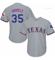 Mens Majestic Texas Rangers 35 Cole Hamels Replica Grey Road Cool Base MLB Jersey
