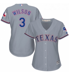 Womens Majestic Texas Rangers 3 Russell Wilson Replica Grey Road Cool Base MLB Jersey