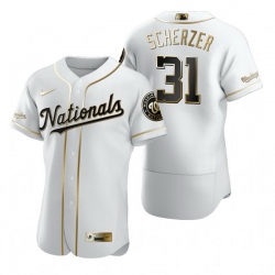 Washington Nationals 31 Max Scherzer White Nike Mens Authentic Golden Edition MLB Jersey