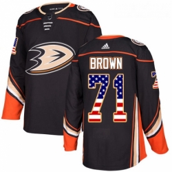 Youth Adidas Anaheim Ducks 71 JT Brown Authentic Black USA Flag Fashion NHL Jersey 