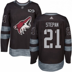 Mens Adidas Arizona Coyotes 21 Derek Stepan Premier Black 1917 2017 100th Anniversary NHL Jersey 