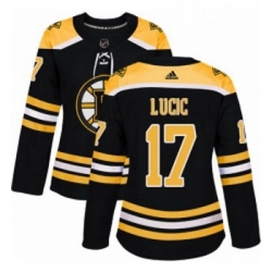 Womens Adidas Boston Bruins 17 Milan Lucic Premier Black Home NHL Jersey 