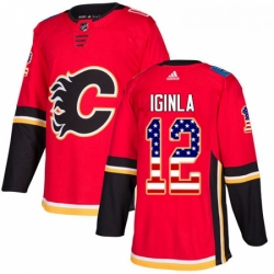 Youth Adidas Calgary Flames 12 Jarome Iginla Authentic Red USA Flag Fashion NHL Jersey 