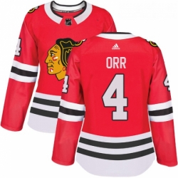 Womens Adidas Chicago Blackhawks 4 Bobby Orr Authentic Red Home NHL Jersey 