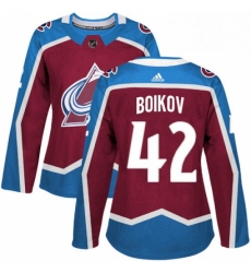 Womens Adidas Colorado Avalanche 42 Sergei Boikov Authentic Burgundy Red Home NHL Jersey 