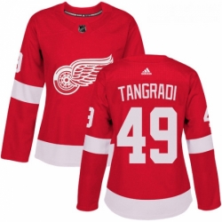 Womens Adidas Detroit Red Wings 49 Eric Tangradi Premier Red Home NHL Jersey 