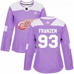 Womens Adidas Detroit Red Wings 93 Johan Franzen Authentic Purple Fights Cancer Practice NHL Jersey 