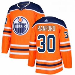 Mens Adidas Edmonton Oilers 30 Bill Ranford Authentic Orange Home NHL Jersey 