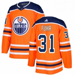 Mens Adidas Edmonton Oilers 31 Grant Fuhr Authentic Orange Home NHL Jersey 