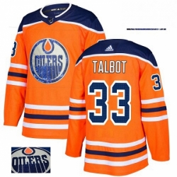 Mens Adidas Edmonton Oilers 33 Cam Talbot Authentic Orange Fashion Gold NHL Jersey 