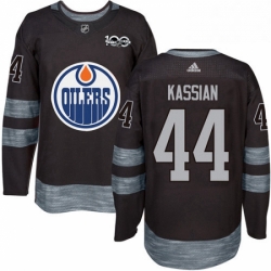 Mens Adidas Edmonton Oilers 44 Zack Kassian Authentic Black 1917 2017 100th Anniversary NHL Jersey 