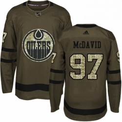 Mens Adidas Edmonton Oilers 97 Connor McDavid Authentic Green Salute to Service NHL Jersey 