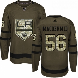 Youth Adidas Los Angeles Kings 56 Kurtis MacDermid Authentic Green Salute to Service NHL Jersey 