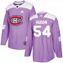 Youth Adidas Montreal Canadiens 54 Charles Hudon Authentic Purple Fights Cancer Practice NHL Jersey 