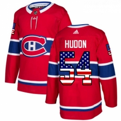 Youth Adidas Montreal Canadiens 54 Charles Hudon Authentic Red USA Flag Fashion NHL Jersey 